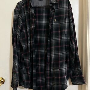 Izod Gray and Red Checkered Shirt